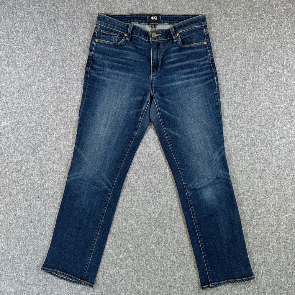 Paige Brigitte Slim Boyfriend Jeans Womens 27 Dark Wash Blue Denim Straight Leg